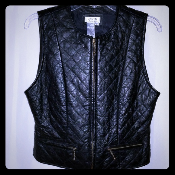 elements Exclusively Spiegel Jackets & Blazers - Diamond Cut Quilted Black Leather Vest